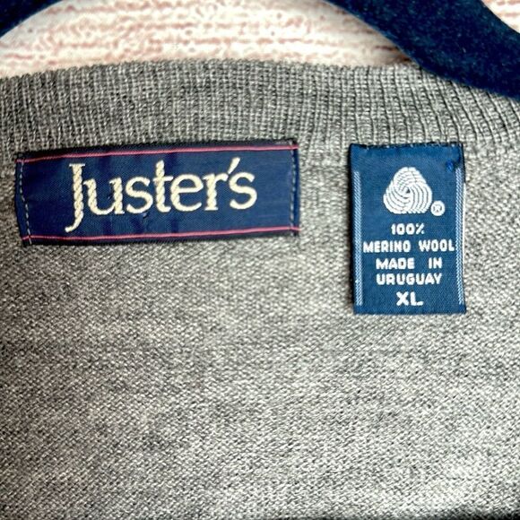 NWOT Juster’s Merino Wool Gray Sweater Pullover V-neck Lightweight Uruguay XL - Picture 8 of 9